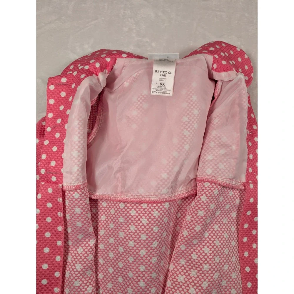 Bonnie‎ Jean Girls Pink Polka Dot Ruffle Dress Coat 6X Spring Summer Lightweight